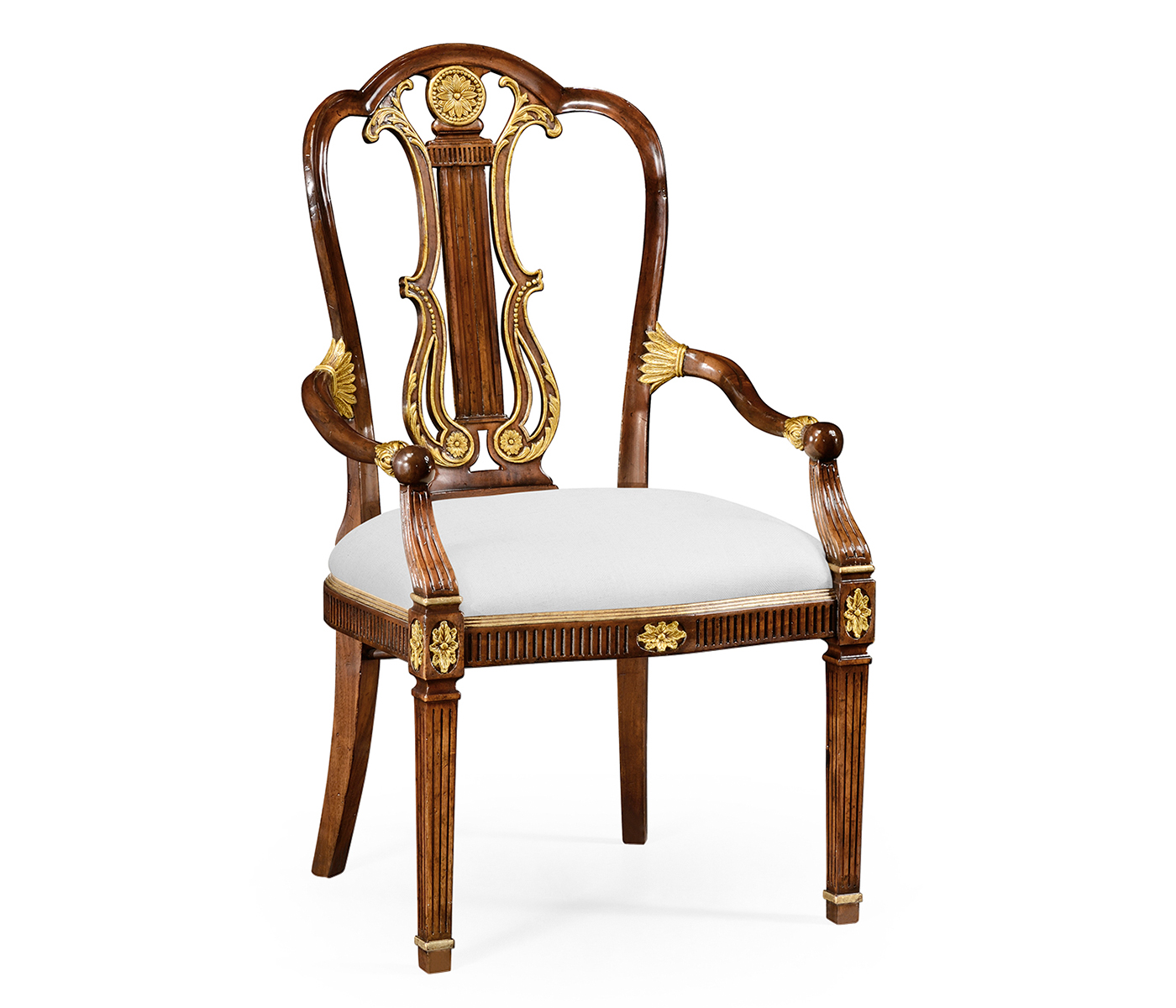 Buckingham Gilded Lyre Back Arm Chair