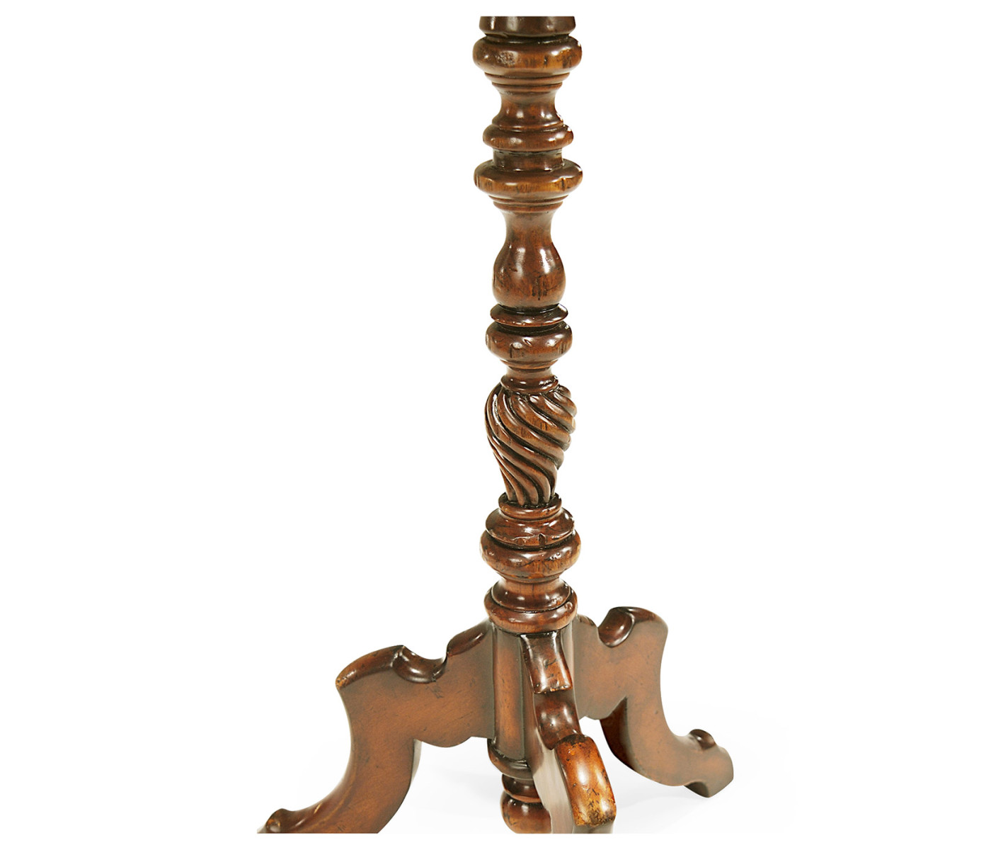 Walnut Floor Standing Candlestick with Angular Tripod Base