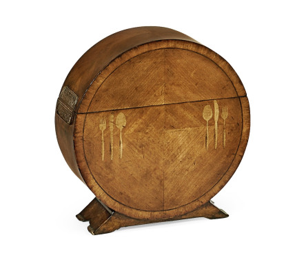 Circular Satinwood & Cutlery Inlay Placemat Box