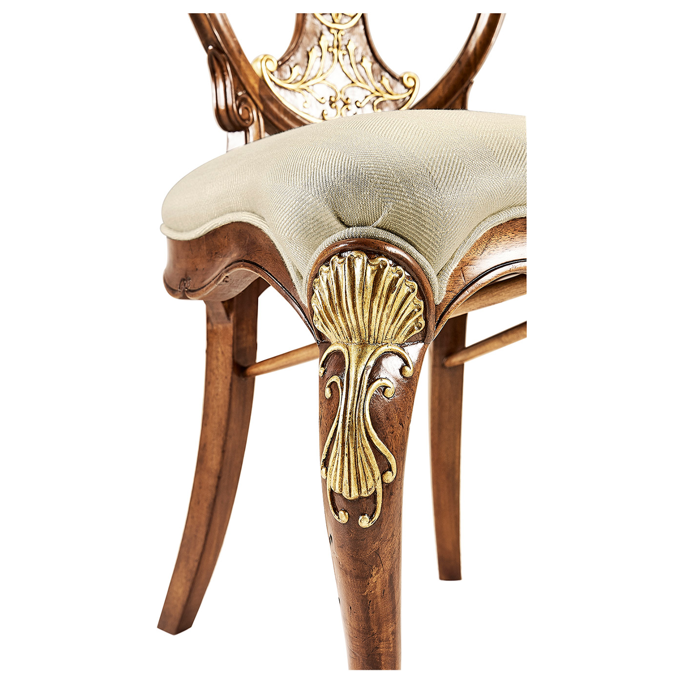 Sheraton Style Walnut & Gilded Oval Back Side Chair