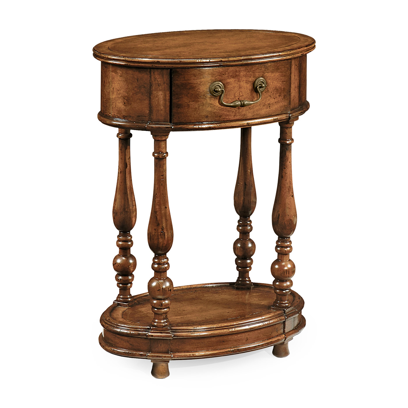 Oval walnut lamp table