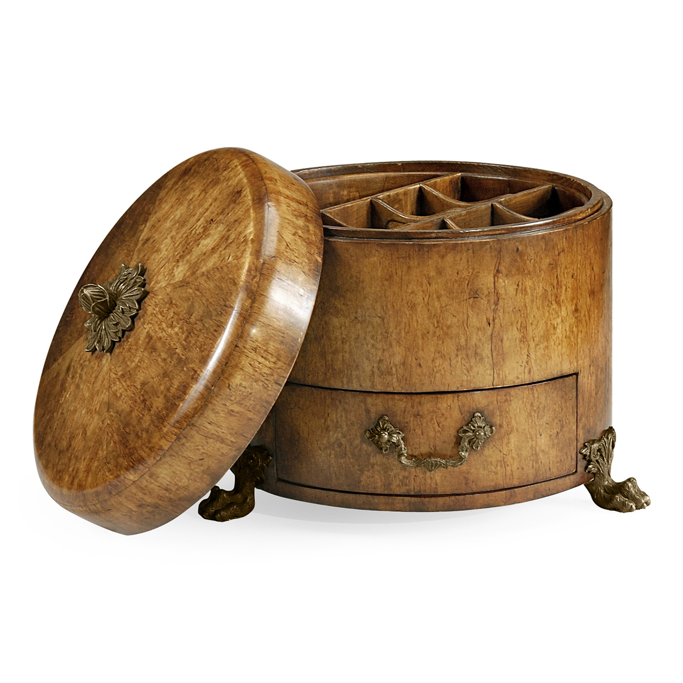Round Masur Birch Jewellery Box
