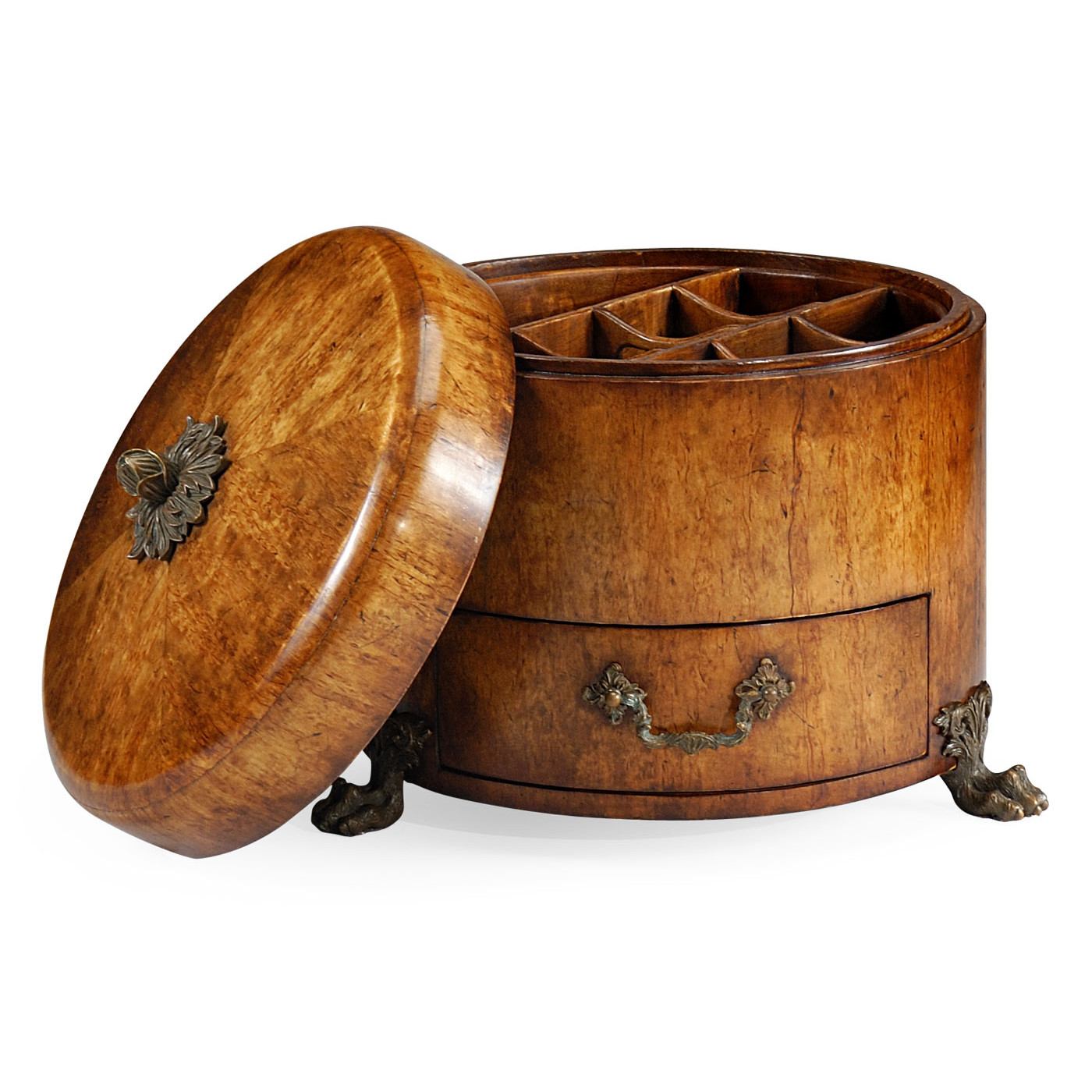 Round Masur Birch Jewellery Box