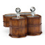 Pair of Glass Decanters in Conjoined Octagonal Walnut Cases