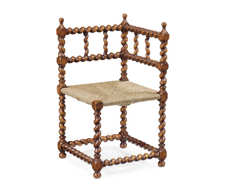 Barley Twist Walnut Corner Chair