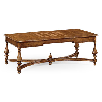 Rectangular walnut games coffee table