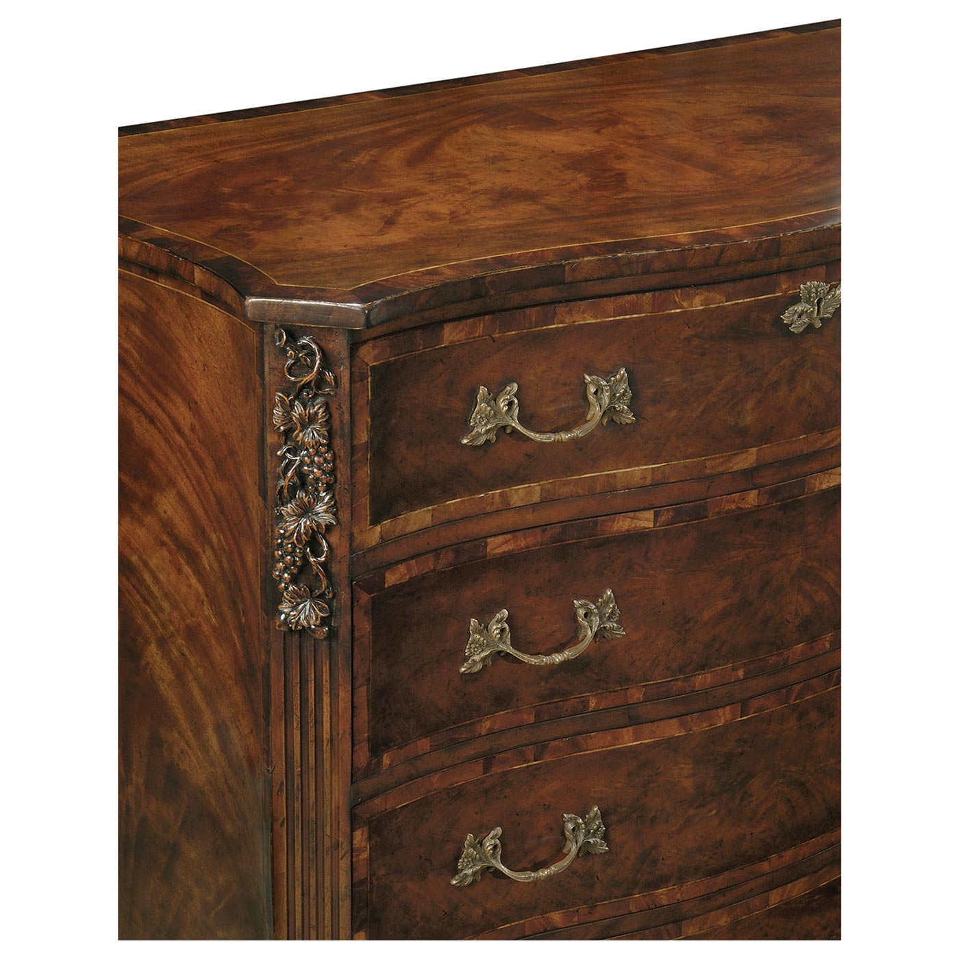 Mahogany and Oyster Serpentine Chest