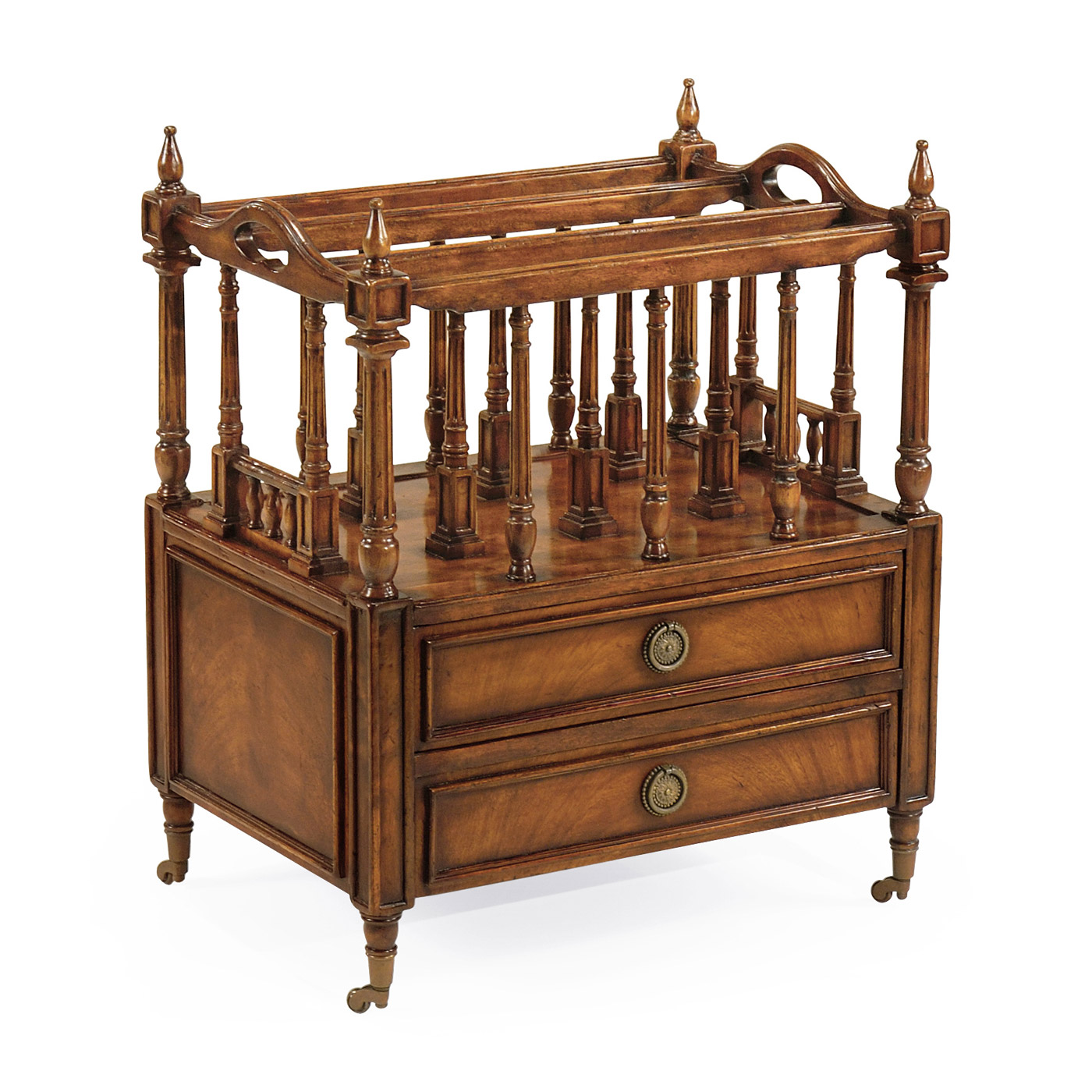 Walnut Canterbury with Two Drawers