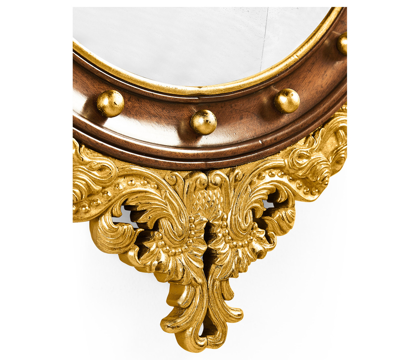 Regency walnut & gilt round convex églomisé mirror (Small)