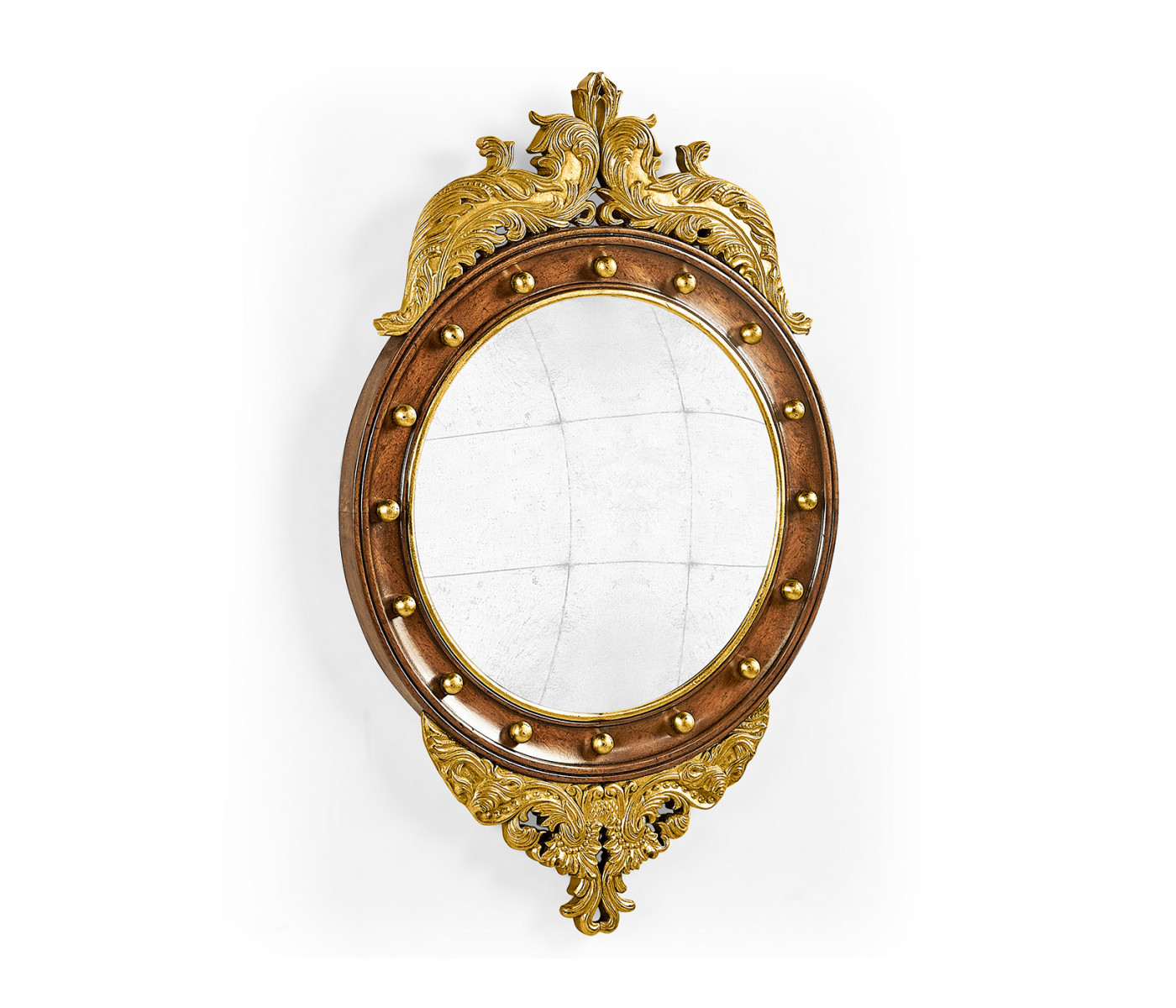 Regency walnut & gilt round convex églomisé mirror (Small)