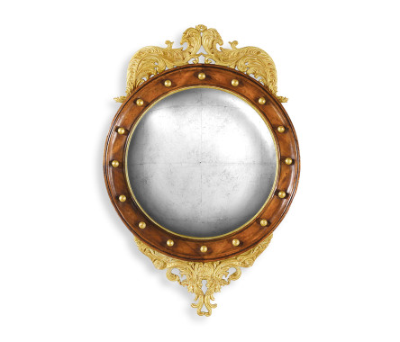 Regency walnut & gilt round convex églomisé mirror (Medium)