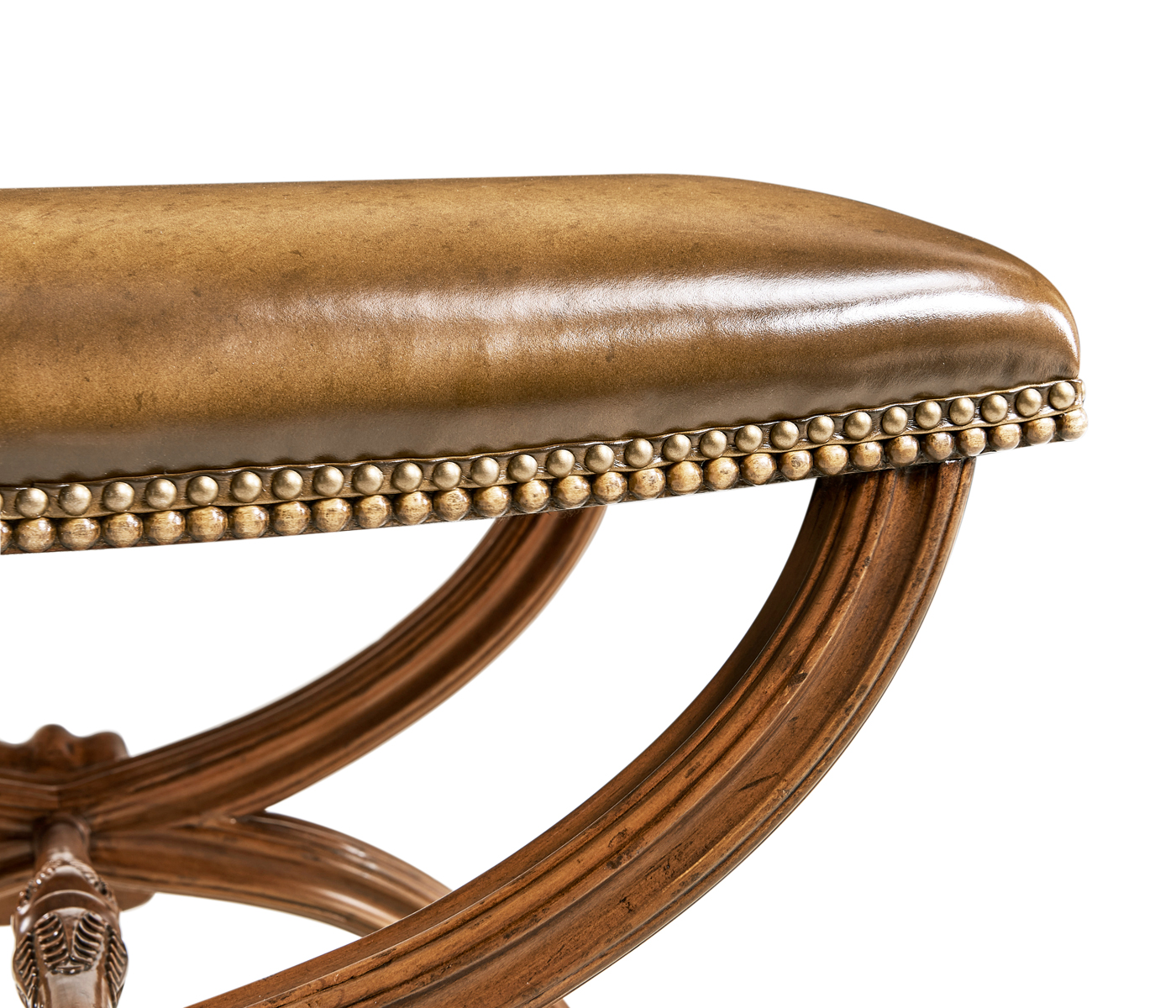 French Style Walnut Footstool with Shell Decoration