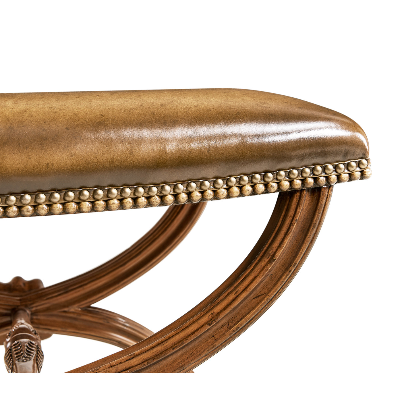French Style Walnut Footstool with Shell Decoration