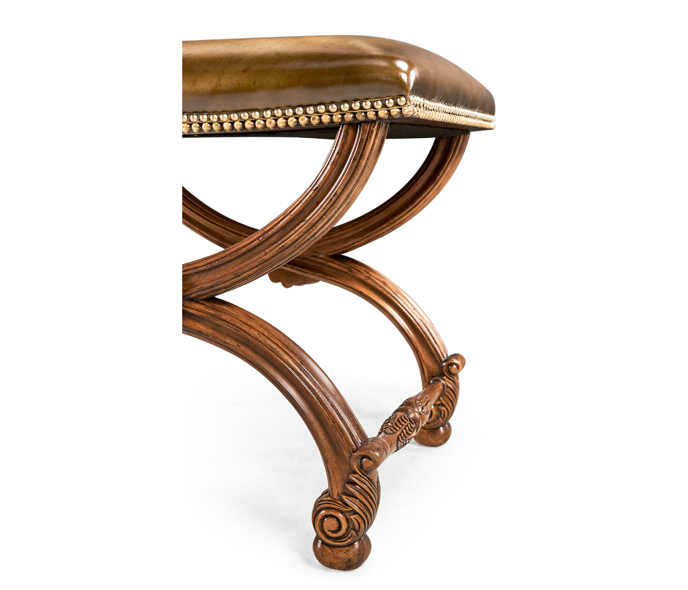 French Style Walnut Footstool with Shell Decoration