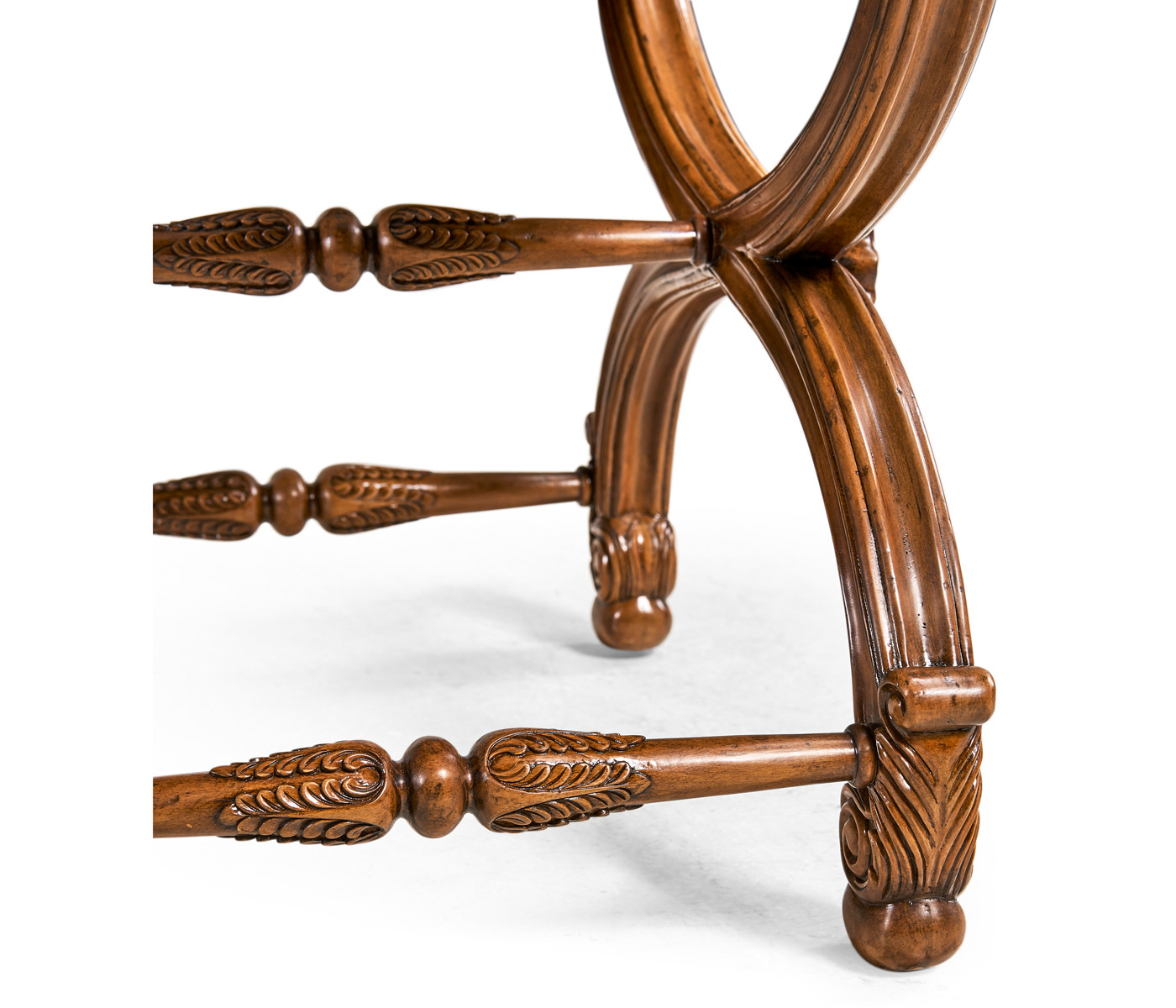 French Style Walnut Footstool with Shell Decoration