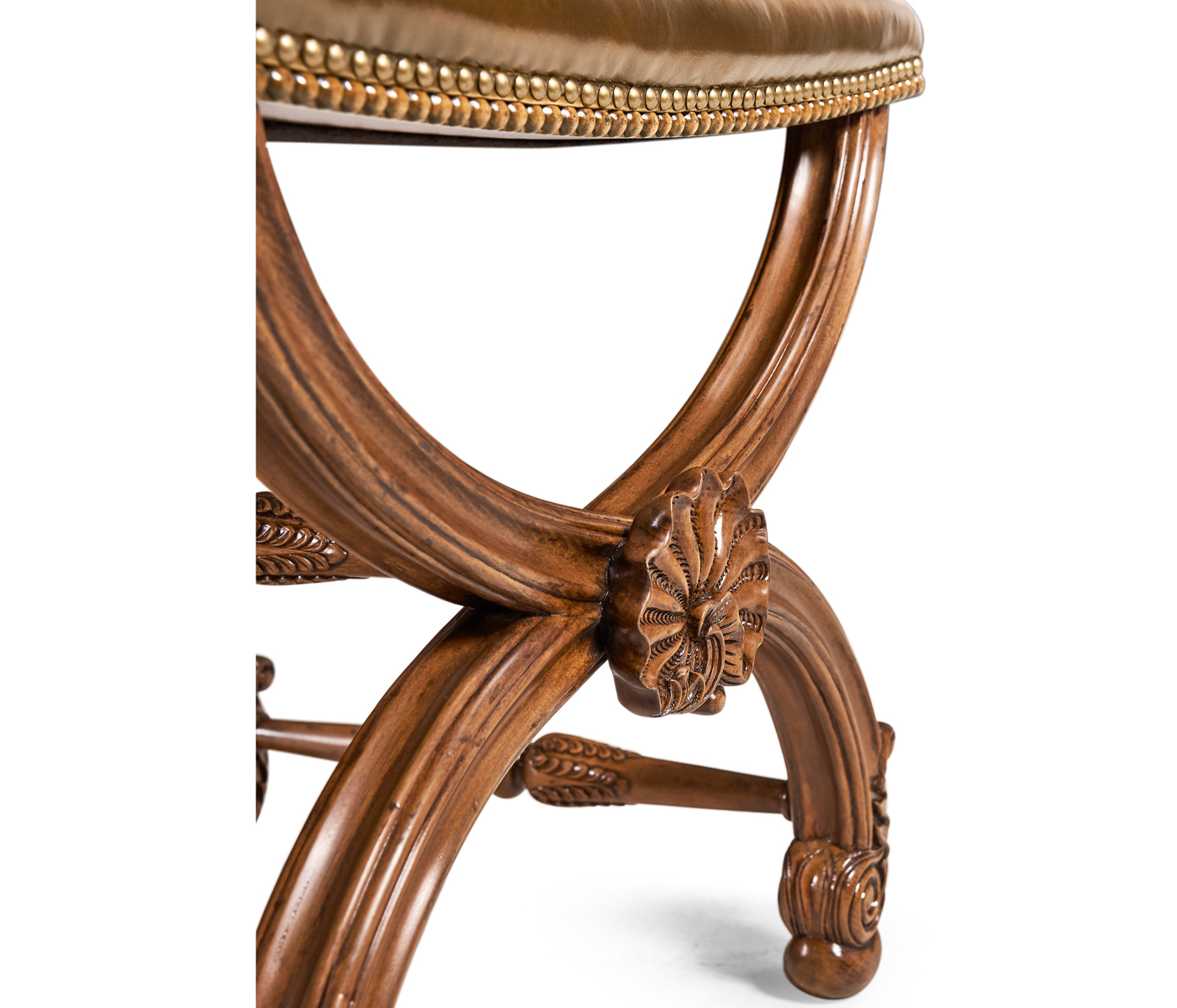 French Style Walnut Footstool with Shell Decoration