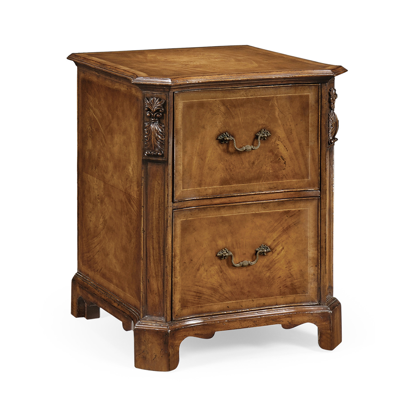 Two drawer filing cabinet with angled sides