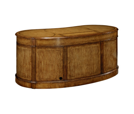 Walnut kidney pedestal desk