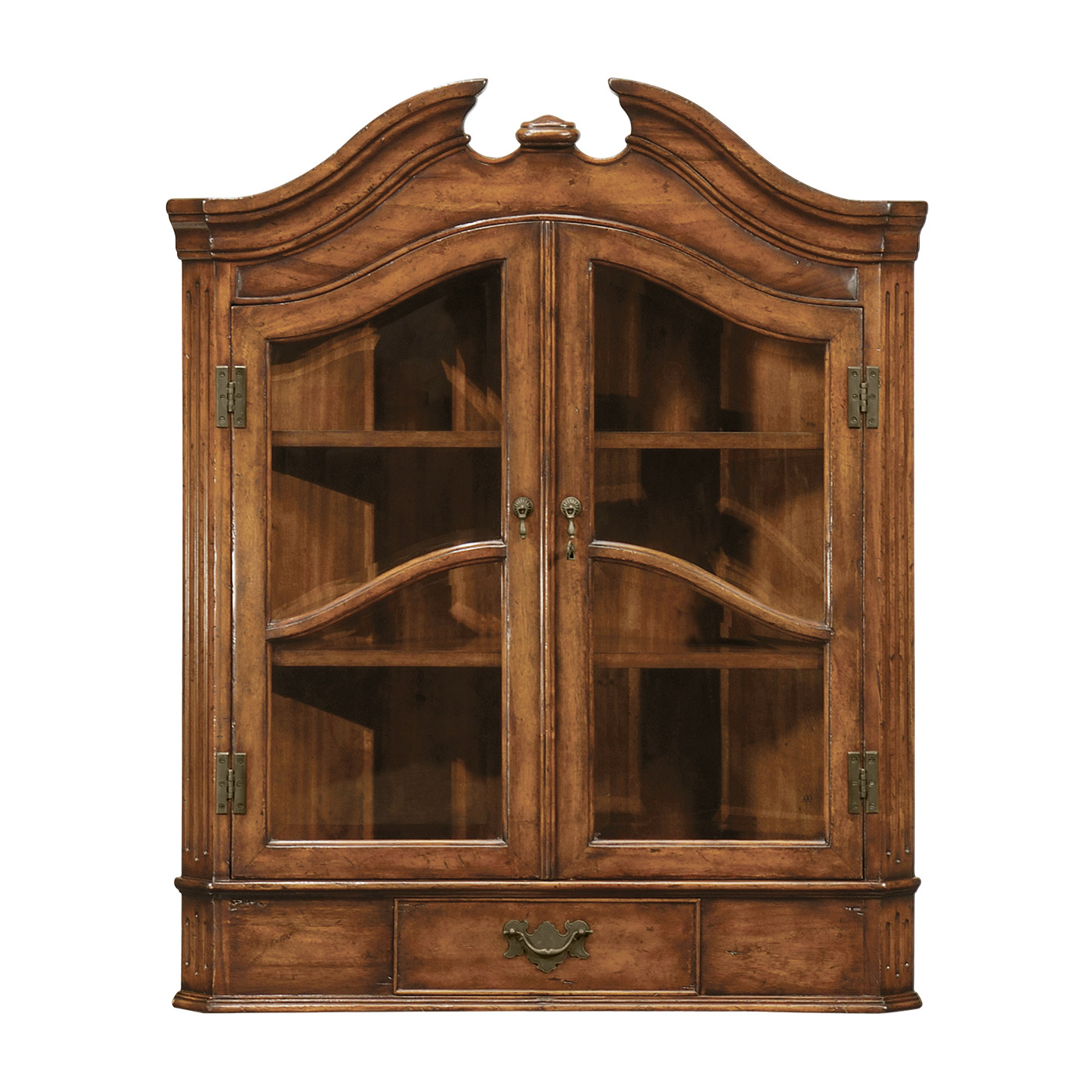 Queen Anne style hanging walnut corner cabinet