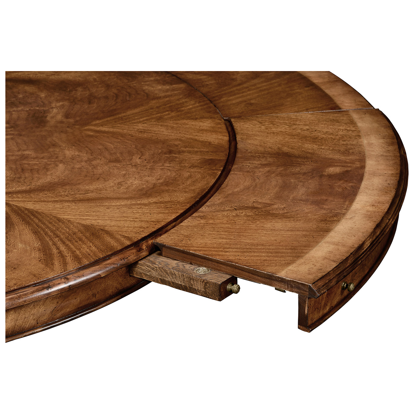 Walnut Extending Circular Dining Table with Storage Cabinet for Leaves 66