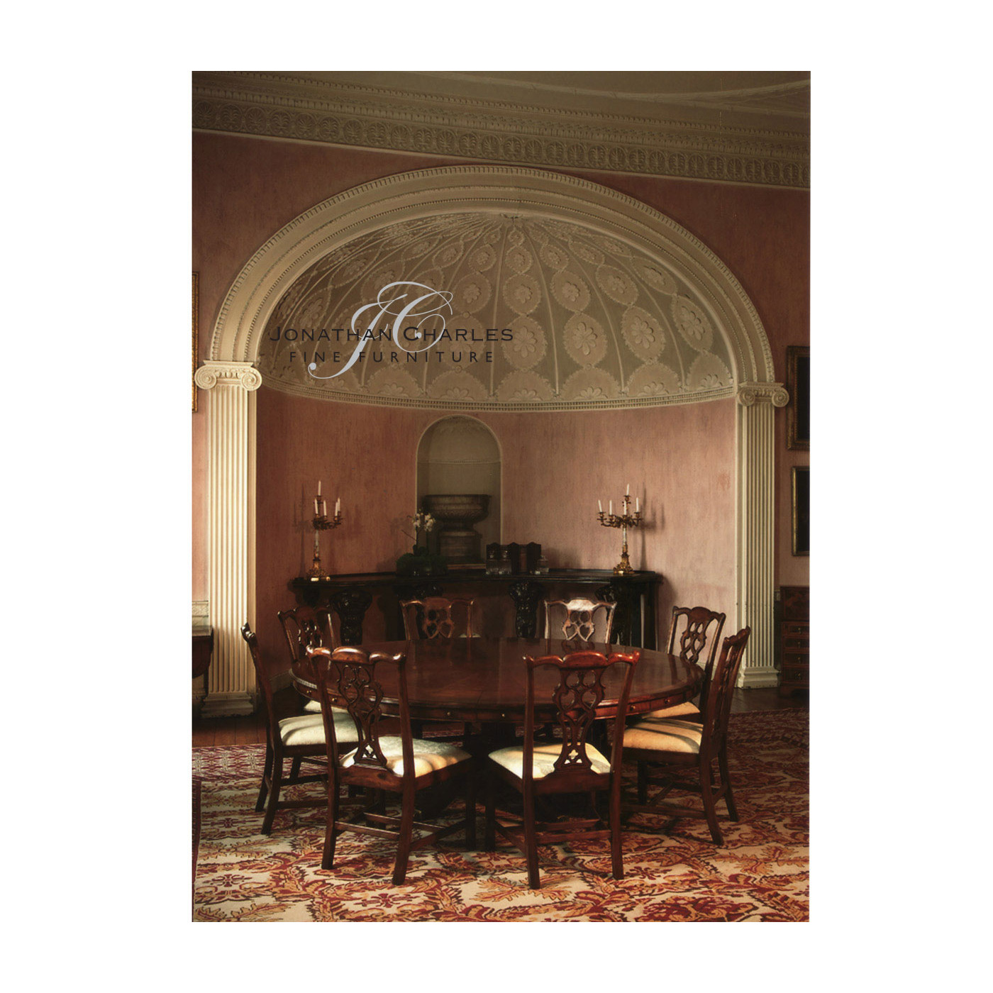 Walnut Extending Circular Dining Table with Storage Cabinet for Leaves 66