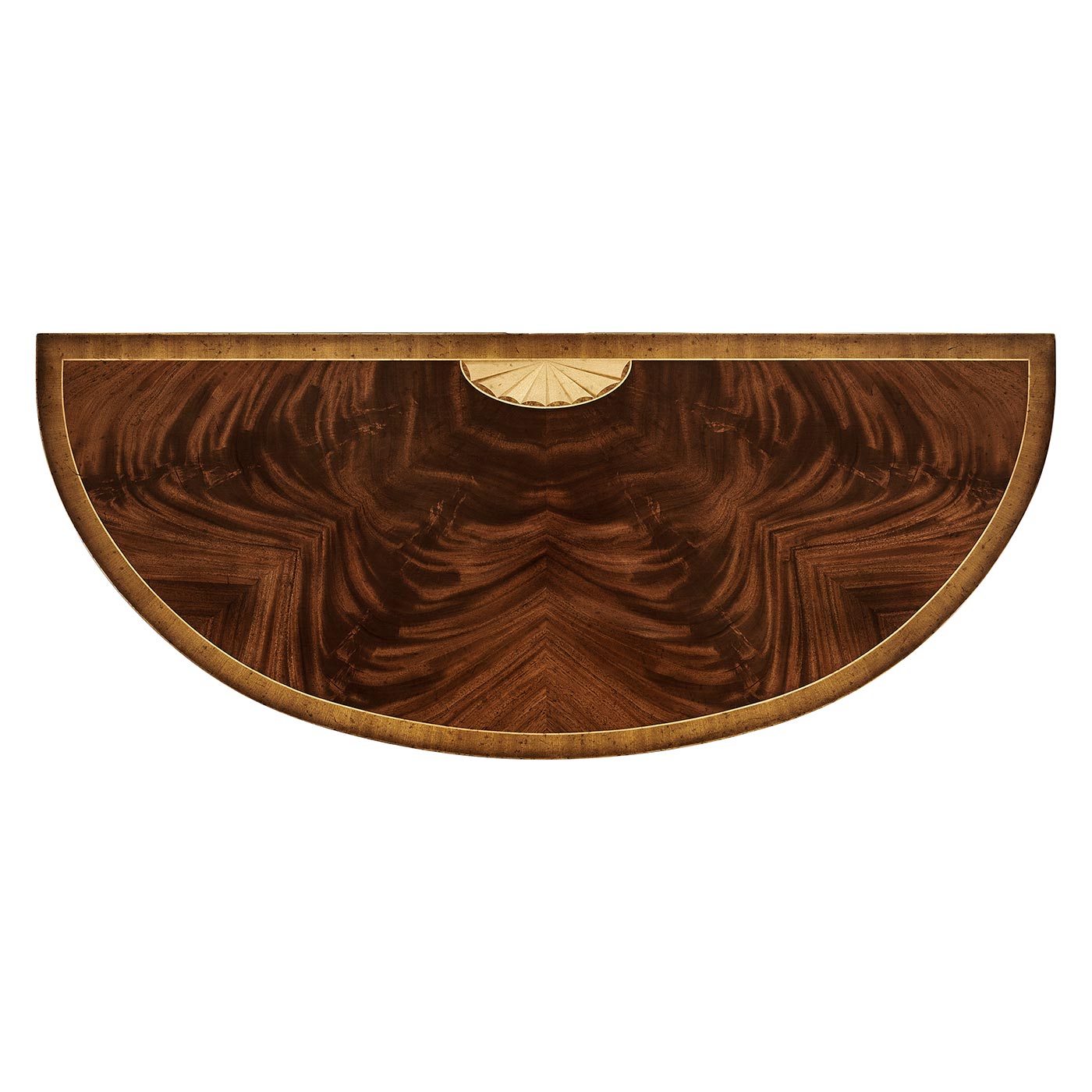 Crotch Mahogany Demilune with Marquetry