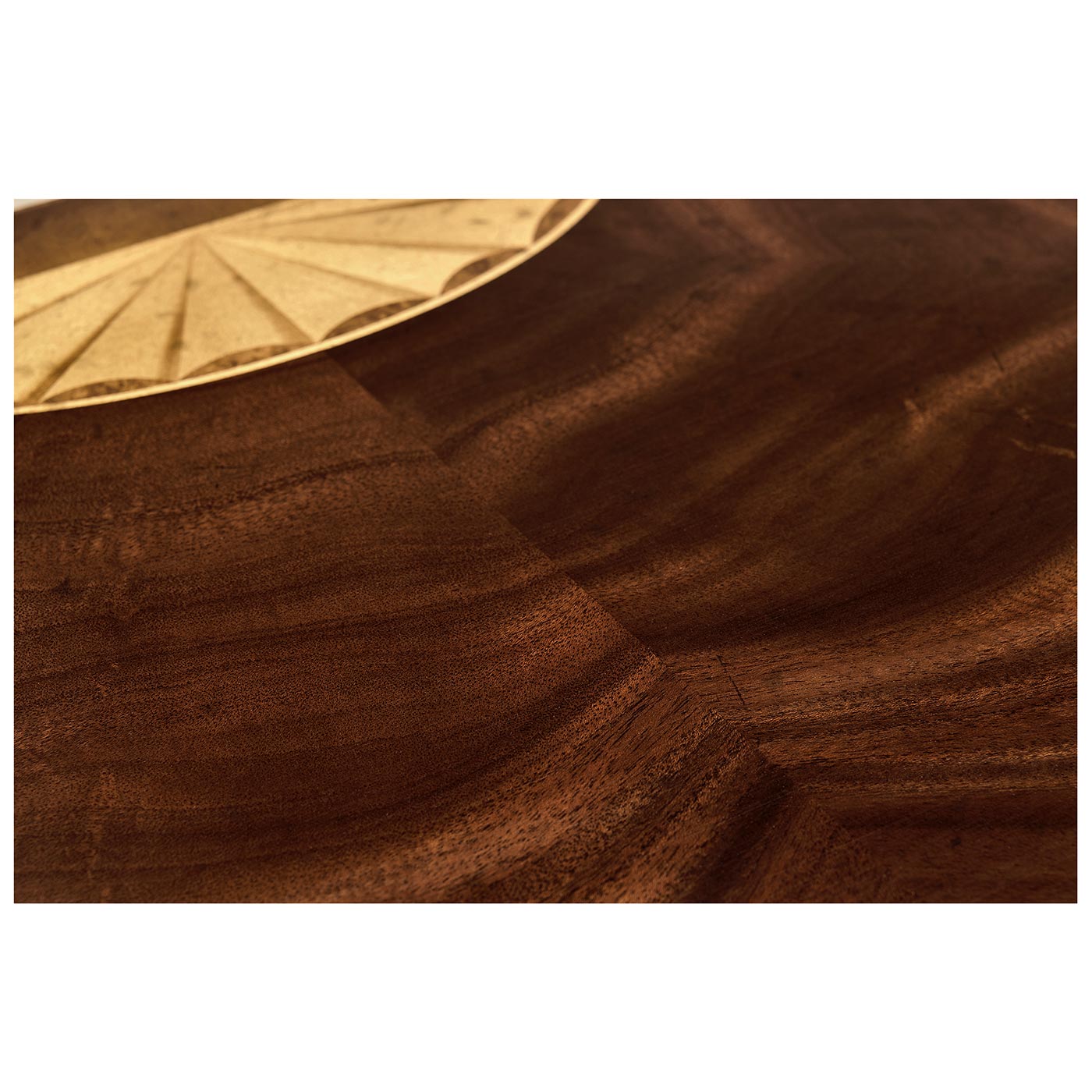 Crotch Mahogany Demilune with Marquetry