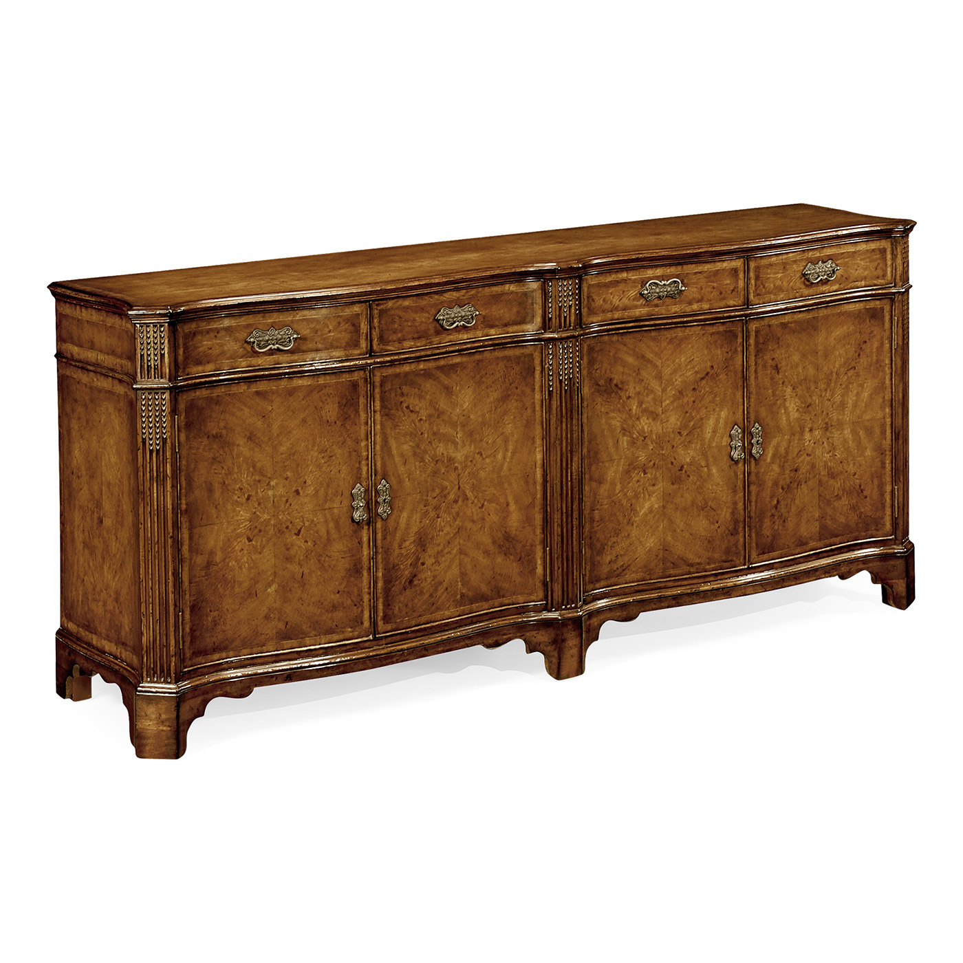 Walnut double serpentine sideboard