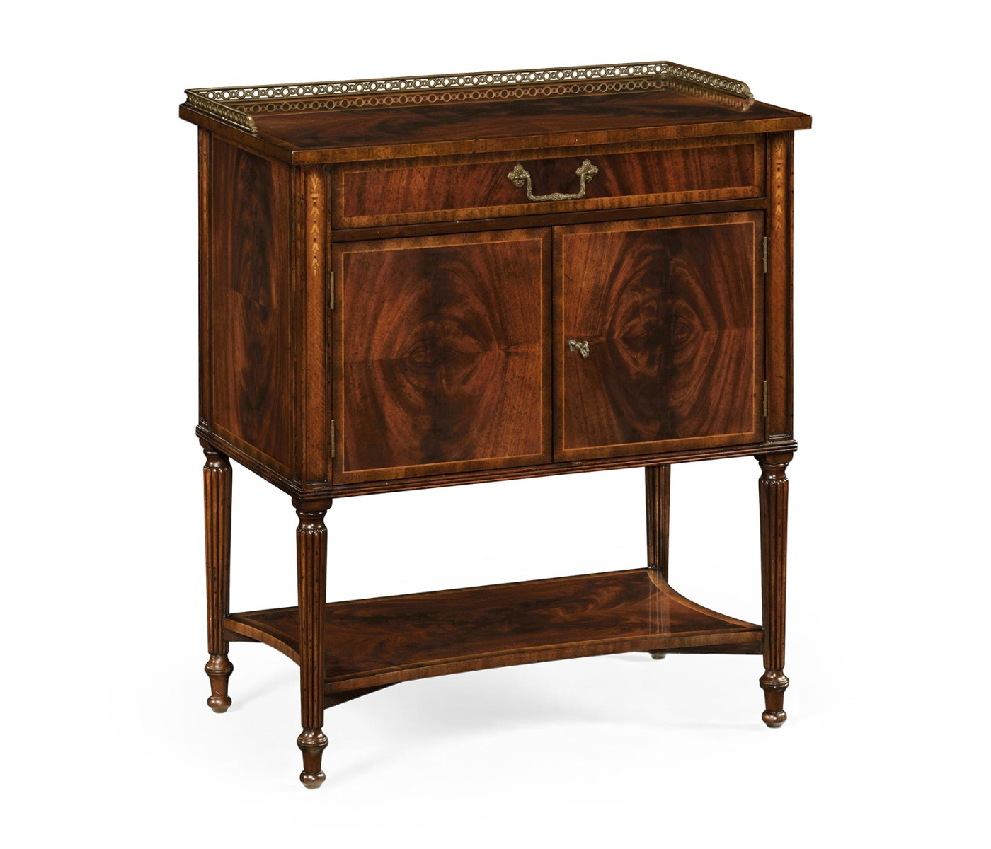 Mahogany Bedside Table with Brass Gallery