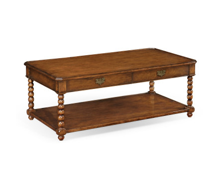 Bobbin leg rectangular walnut coffee table