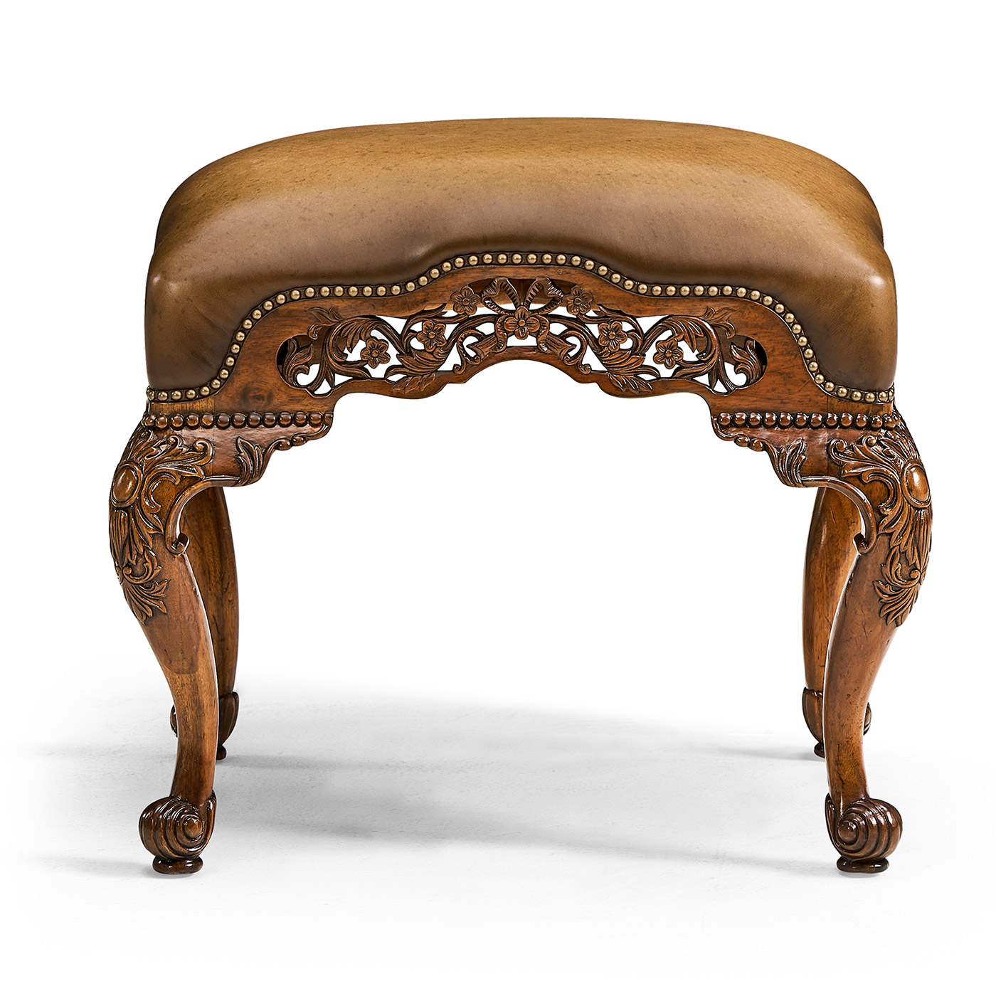 Carved & Pierced Walnut Footstool