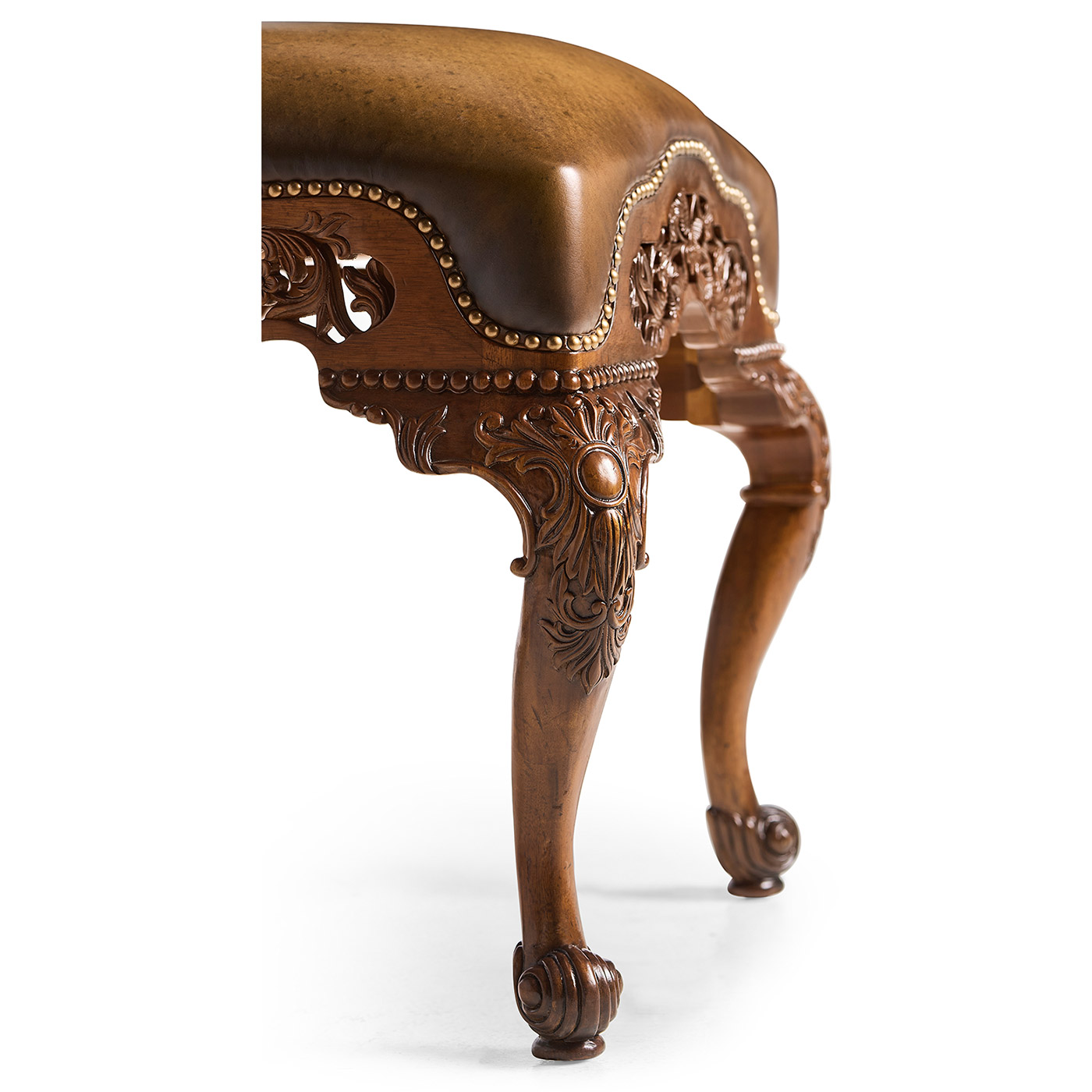 Carved & Pierced Walnut Footstool