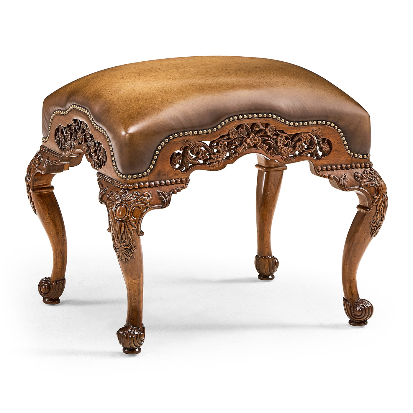Carved & Pierced Walnut Footstool