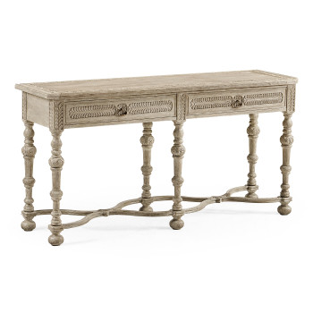 Chip Carved Grey Oak Console