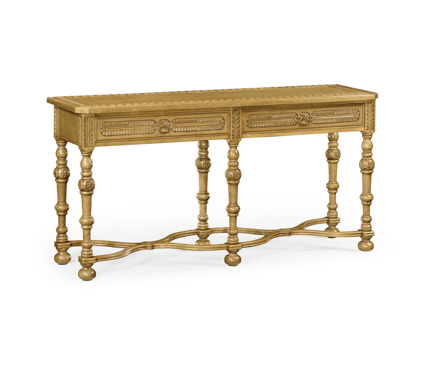 Chip Carved Natural Oak Console