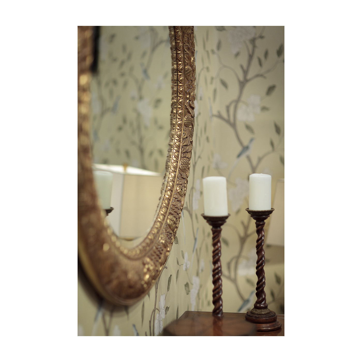 Large circular gilded mirror