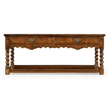 Panelled country walnut rectangular coffee table
