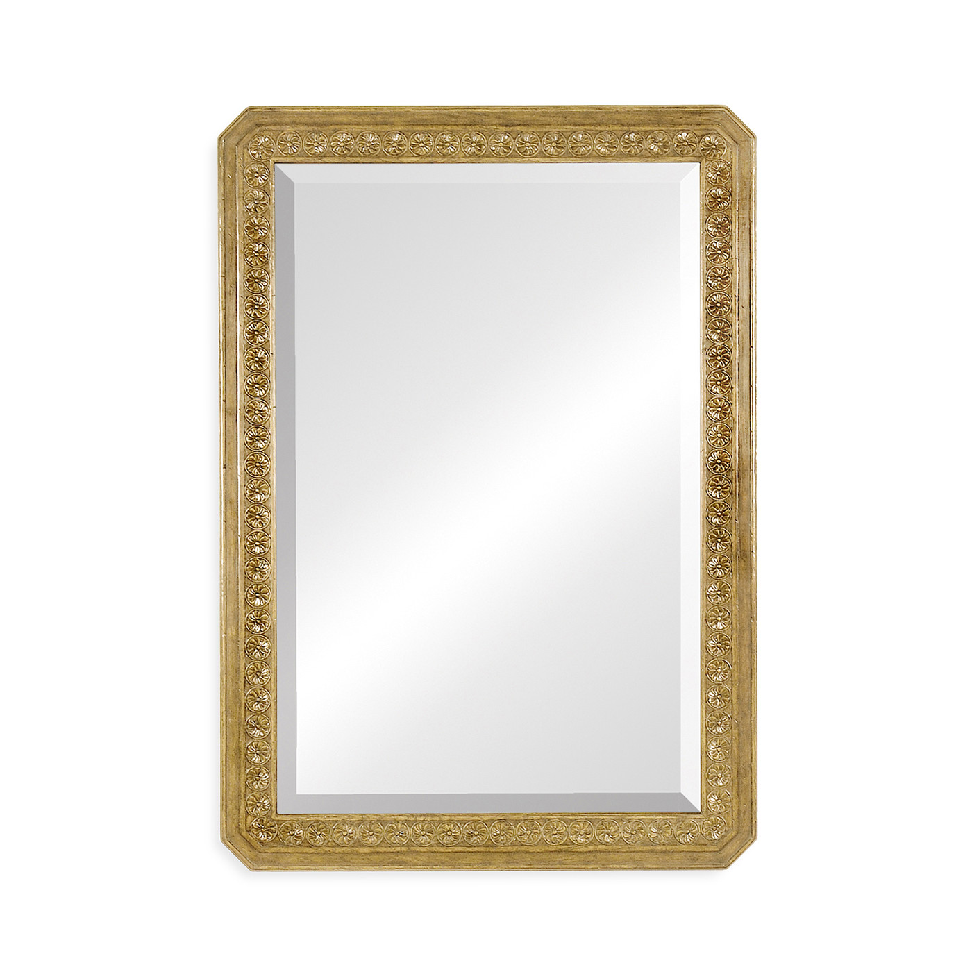 Natural Oak Rectangular Mirror with Carved Rosettes