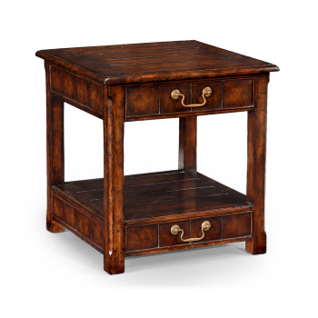 Walnut planked square side table