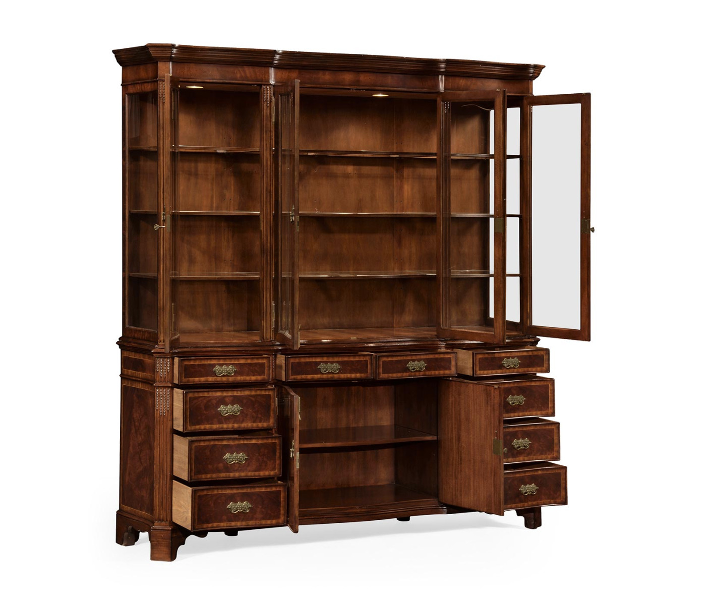 Serpentine Architrave Mahogany China Cabinet