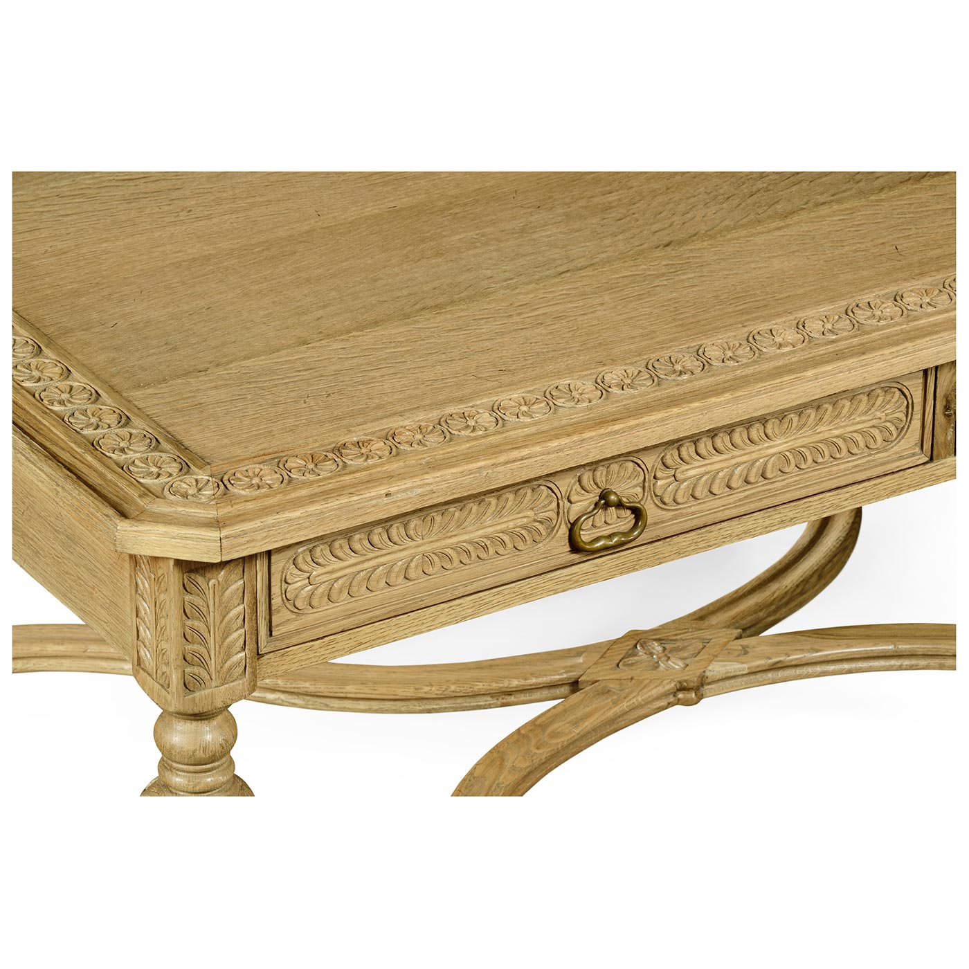 Natural Oak Chip Carved Rectangular Coffee Table