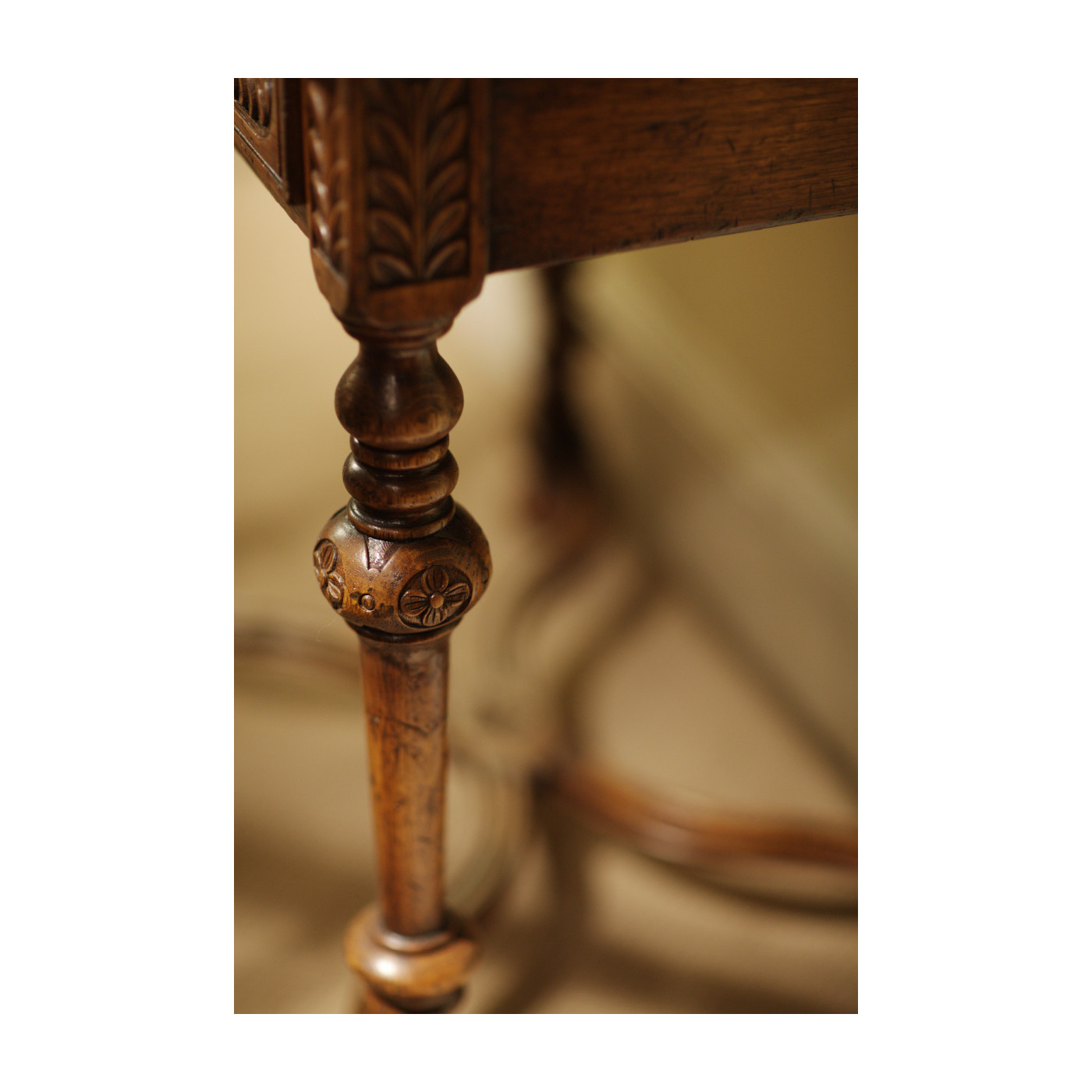 Chip Carved Dark Oak Rectangular Coffee Table