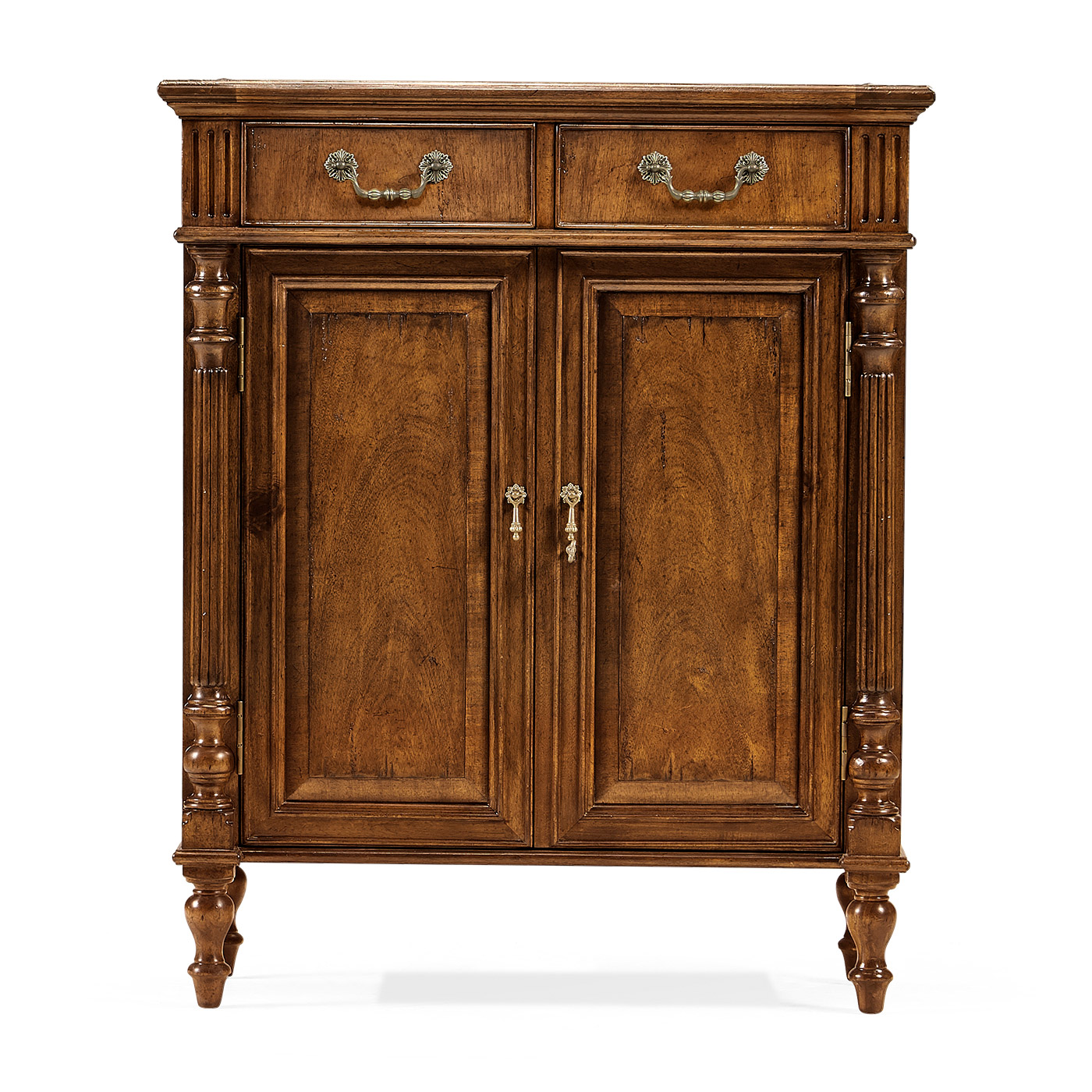 Narrow Walnut Cabinet with Cupboard