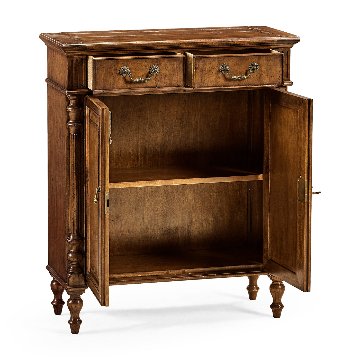 Narrow Walnut Cabinet with Cupboard