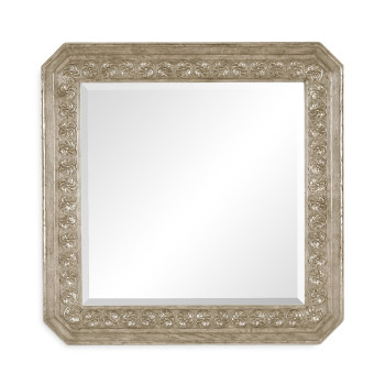 Grey Oak Square Mirror with Carved Rosettes