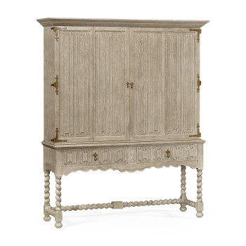 Elizabethan Style Grey Oak TV Cabinet