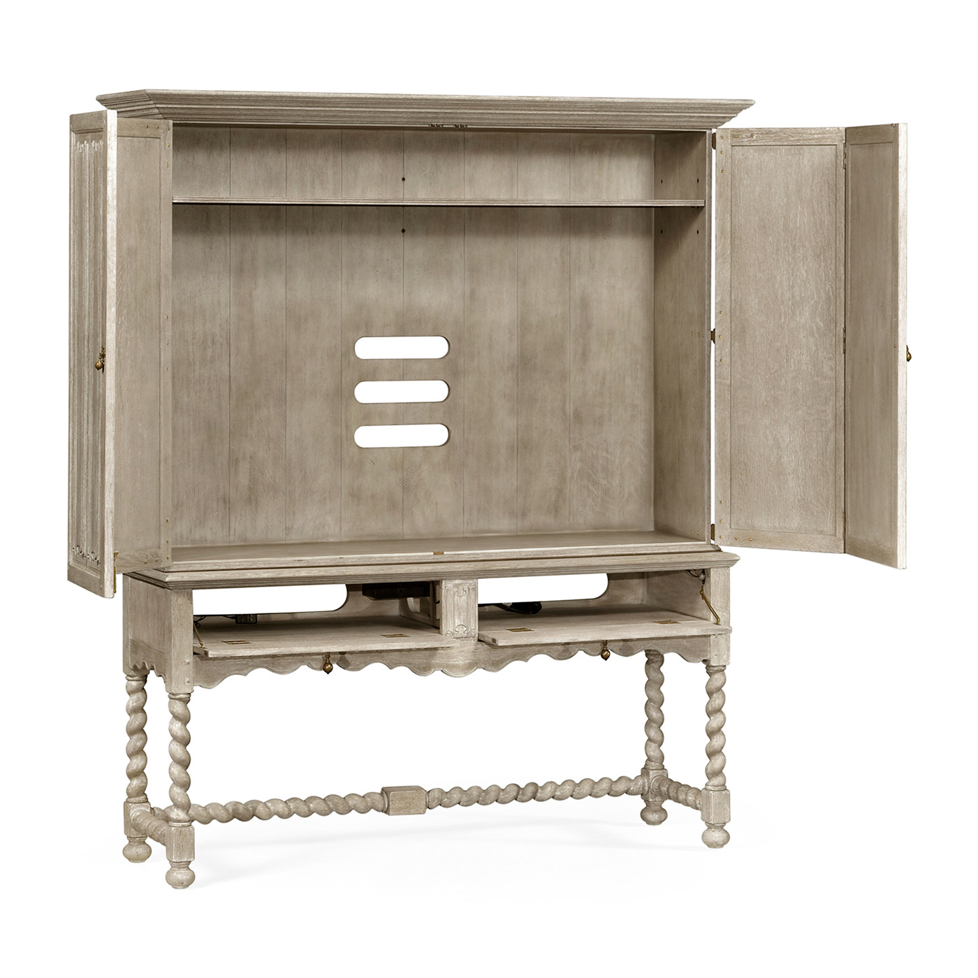 Elizabethan Style Grey Oak TV Cabinet