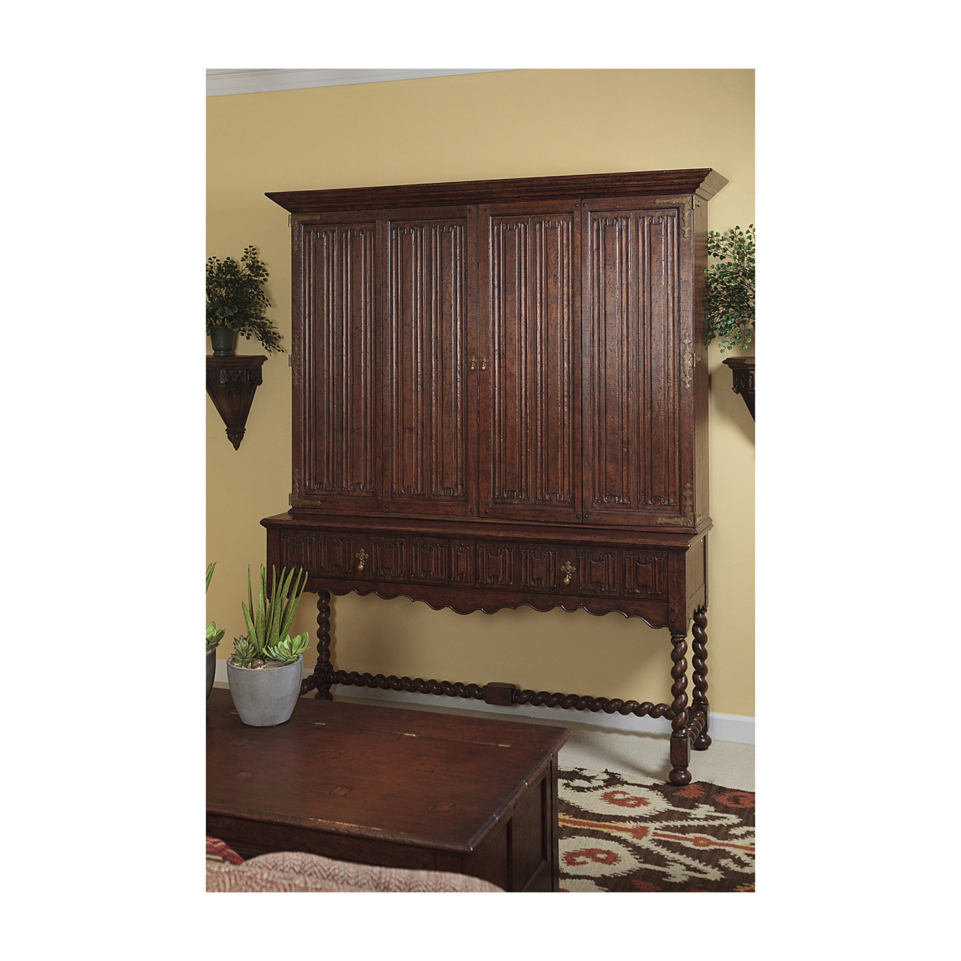 Elizabethan Style Grey Oak TV Cabinet
