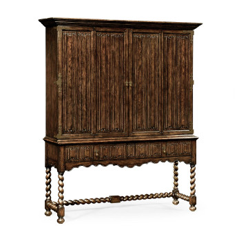 Elizabethan Style Dark Oak TV Cabinet