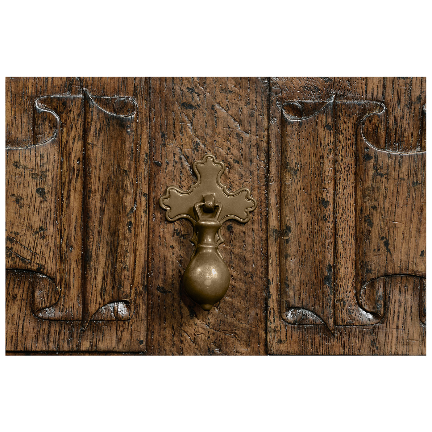 Elizabethan Style Brown Oak TV Cabinet